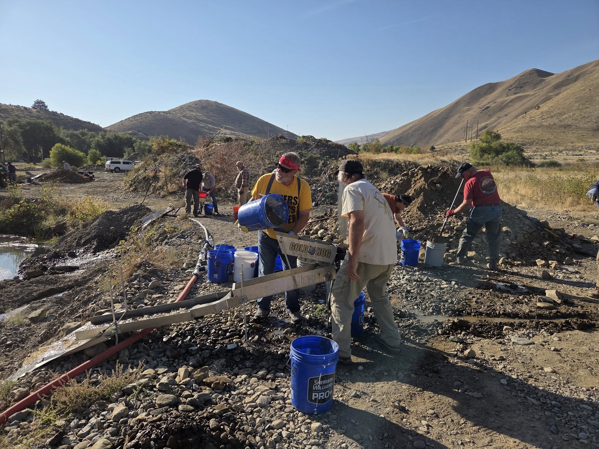 Sluice box & blue buckets